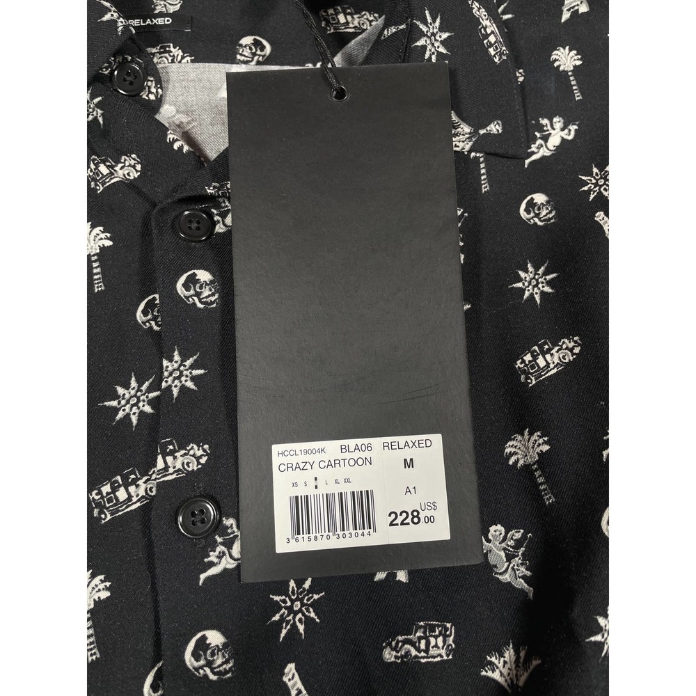 The Kooples Crazy Cartoon Slim Fit Shirt Black Viscose Med NWT - Picture 9 of 9